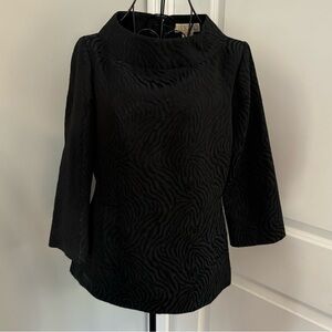 Michael Michael Kors Mock Neck 3/4 Sleeve Jacquard Zebra Print Top Size 6